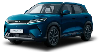 SUV azul marino de tres cuartos delanteros con llantas de cinco radios sobre fondo blanco