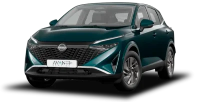 Crossover verde petróleo de frente con parrilla cuadriculada y matrícula de Avanti Renting